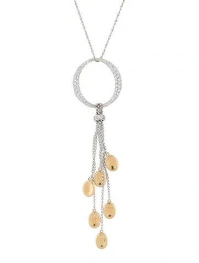 Pre-owned Necklace 14k Diamond Tassel Pendant , 19" In Multi