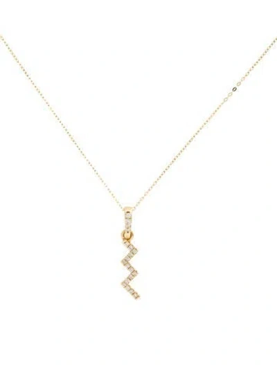 Pre-owned Necklace 14k Diamond Thunderbolt Pendant , 17.75" In Multi
