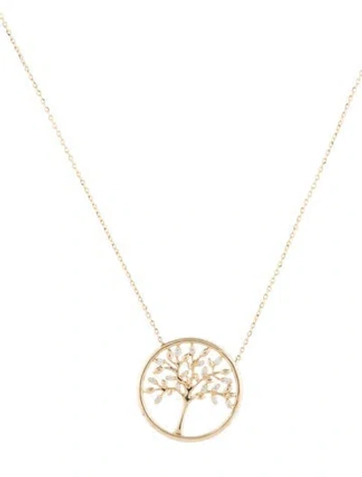 Pre-owned Necklace 14k Diamond Tree Pendant , 16" In Multi