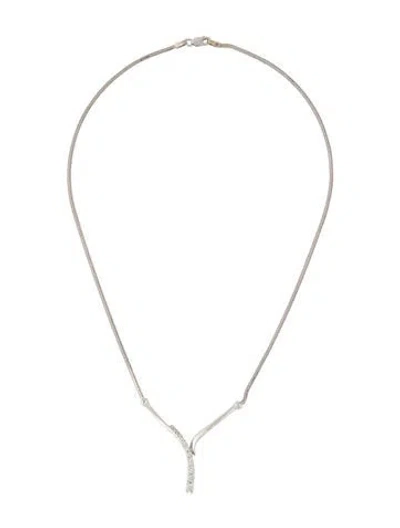 Pre-owned Necklace 14k Diamond V Pendant , 15.5" In Multi