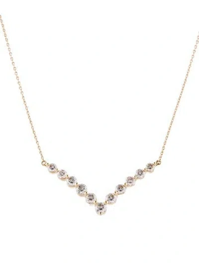 Pre-owned Necklace 14k Diamond 'v' Pendant , 19" In Multi