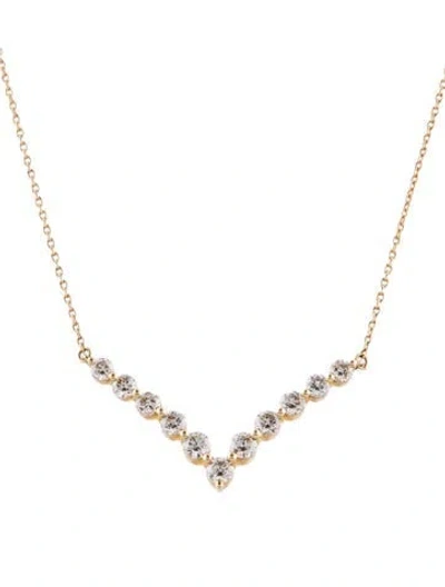 Pre-owned Necklace 14k Diamond 'v' Pendant , 19" In Multi