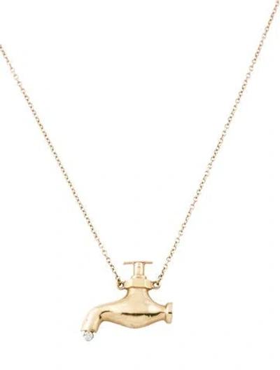 Pre-owned Necklace 14k Diamond Water Faucet Pendant , 16.75" In Multi