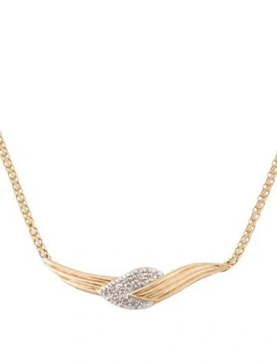 Pre-owned Necklace 14k Diamond Winged Pendant , 16" In Multi