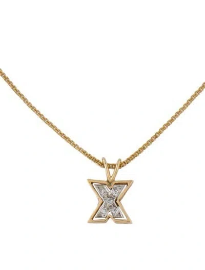 Pre-owned Necklace 14k Diamond 'x' Pendant , 18" In Multi