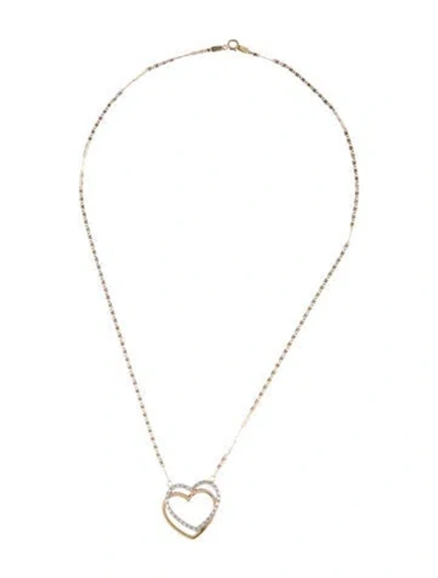 Pre-owned Necklace 14k Double Heart Pendant , 16" In Multi
