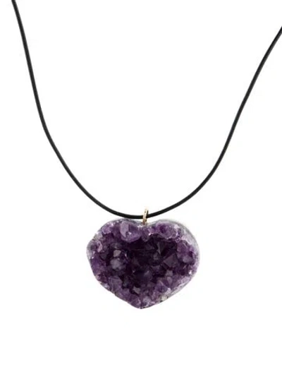 Pre-owned Necklace 14k Druzy Heart Pendant , 19.5" In Black