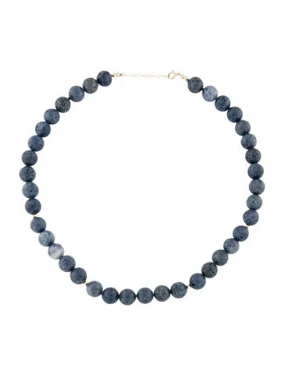 Pre-owned Necklace 14k Dyed Coral Bead Strand , 18" In Blue