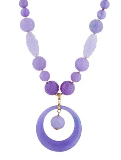Pre-owned Necklace 14k Dyed Jadeite Pendant , 24", 24" In Multi