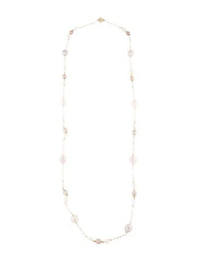 Pre-owned Necklace 14k Dyed Pearl & Pearl Station , 40" In Multi