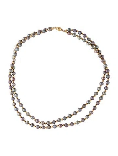 Pre-owned Necklace 14k Dyed Pearl Bead Strand , 17.5" In Multi