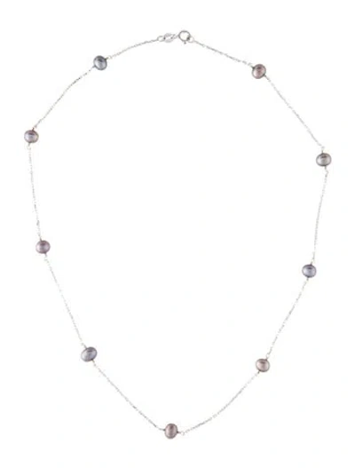 Pre-owned Necklace 14k Dyed Pearl Station , 15.75" In Multi