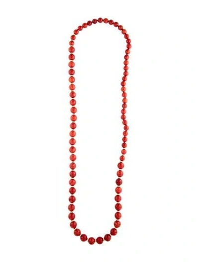Pre-owned Necklace 14k Dyed Quartzite Bead , 28" In Red