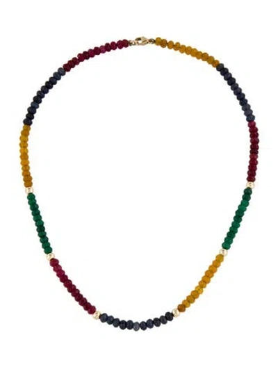 Pre-owned Necklace 14k Dyed Quartzite Beaded Choker, 14.5" In Multi