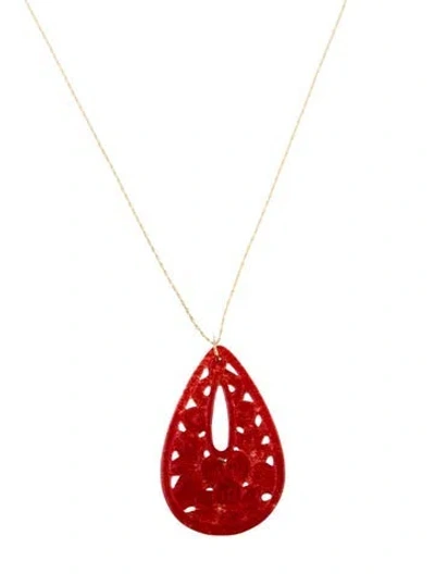Pre-owned Necklace 14k Dyed Quartzite Pendant , 17.75" In Multi