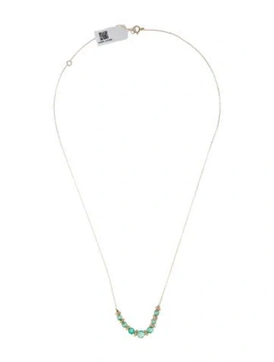Pre-owned Necklace 14k Emerald & Sapphire Pendant , 18" In Multi
