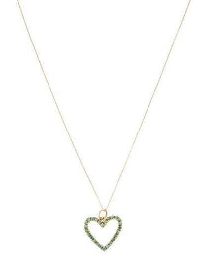 Pre-owned Necklace 14k Emerald Heart Pendant , 18" In Multi
