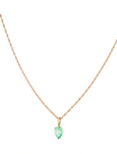Pre-owned Necklace 14k Emerald Pendant , 16" In Multi