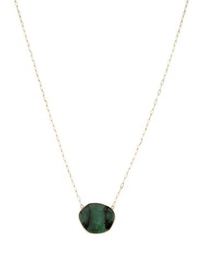 Pre-owned Necklace 14k Emerald Pendant , 18" In Multi