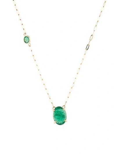 Pre-owned Necklace 14k Emerald Pendant , 18" In Multi