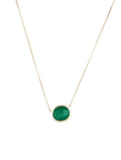 Pre-owned Necklace 14k Emerald Pendant , 18" In Multi