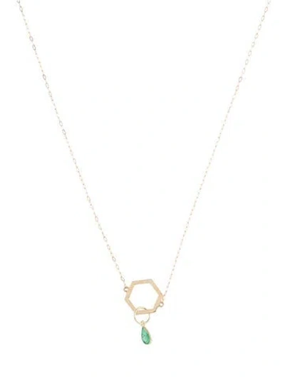 Pre-owned Necklace 14k Emerald Pendant , 18" In Multi