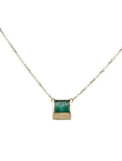 Pre-owned Necklace 14k Emerald Pendant , 18" In Multi