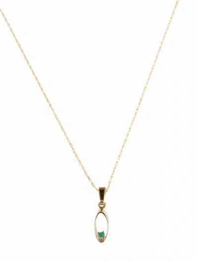 Pre-owned Necklace 14k Emerald Pendant , 18" In Multi
