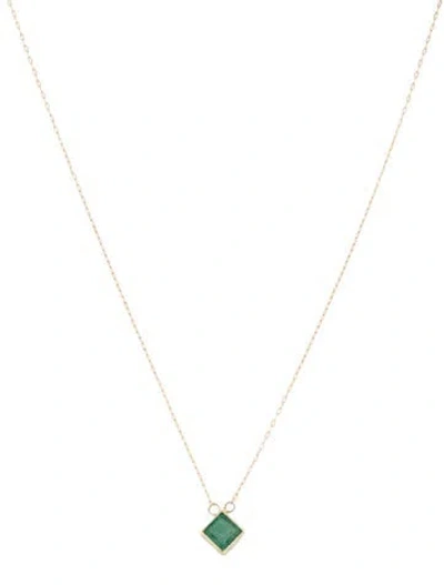 Pre-owned Necklace 14k Emerald Pendant , 18" In Multi