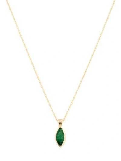 Pre-owned Necklace 14k Emerald Pendant , 18" In Multi