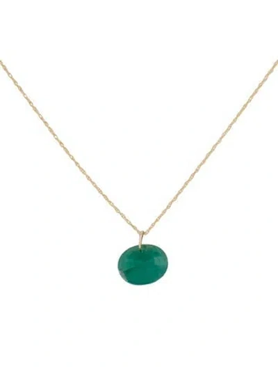 Pre-owned Necklace 14k Emerald Pendant , 18" In Multi