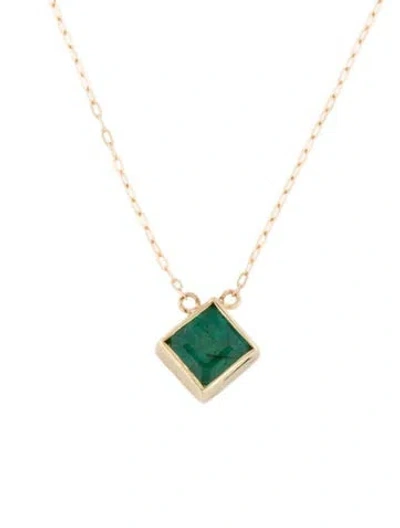 Pre-owned Necklace 14k Emerald Pendant , 18" In Multi