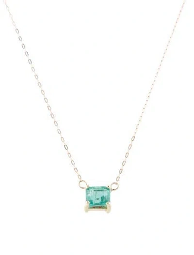 Pre-owned Necklace 14k Emerald Pendant , 18.25" In Multi