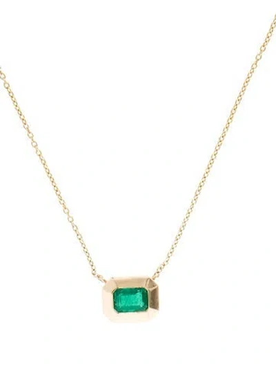 Pre-owned Necklace 14k Emerald Solitaire Pendant , 16" In Multi