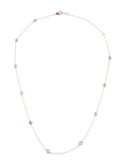 Pre-owned Necklace 14k Emerald Station , 17" In Multi