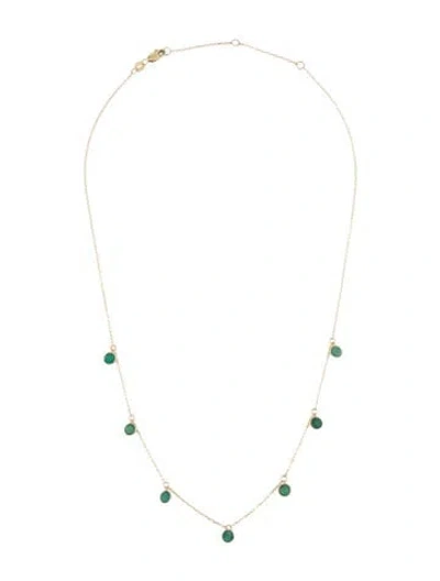 Pre-owned Necklace 14k Emerald Station , 18" In Multi