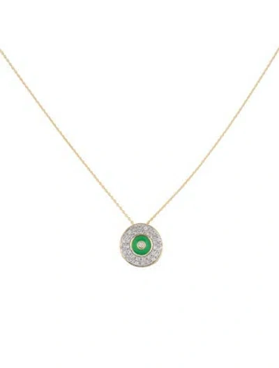 Pre-owned Necklace 14k Enamel & Diamond Evil Eye Pendant , 18" In Multi
