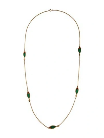 Pre-owned Necklace 14k Enamel Fish Station , 26.25" In Multi