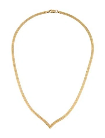 Pre-owned Necklace 14k Etched Herringbone V Shaped , 16" In Multi