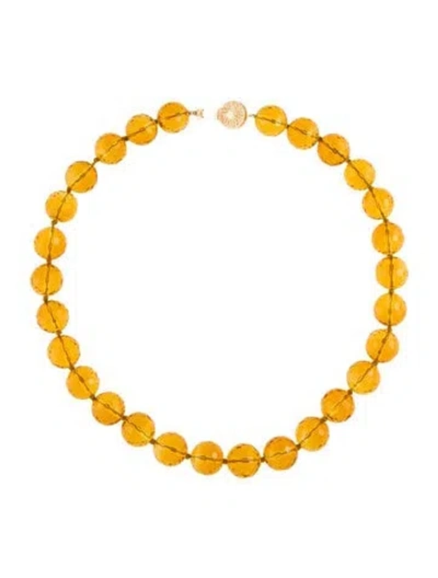 Pre-owned Necklace 14k Faceted Citrine Beaded Choker , 17.5" In Multi