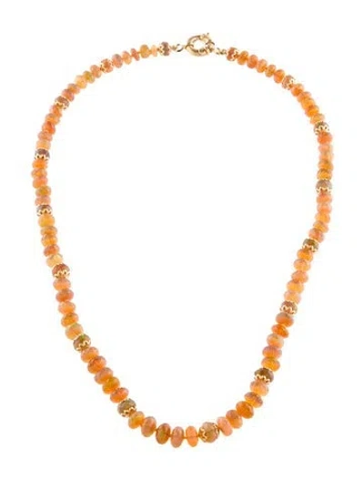 Pre-owned Necklace 14k Fire Opal Bead Strand , 17.5" In Multi