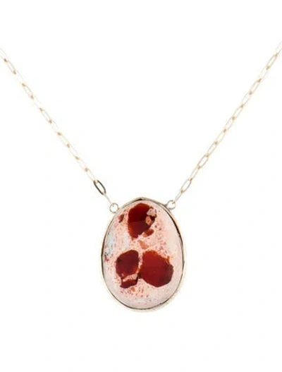 Pre-owned Necklace 14k Fire Opal Pendant , 18.25" In Multi