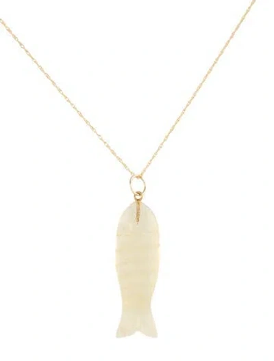 Pre-owned Necklace 14k Fluorite Fish Pendant , 18" In Multi