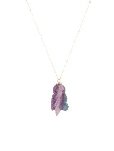 Pre-owned Necklace 14k Fluorite Owl Pendant , 18" In Multi