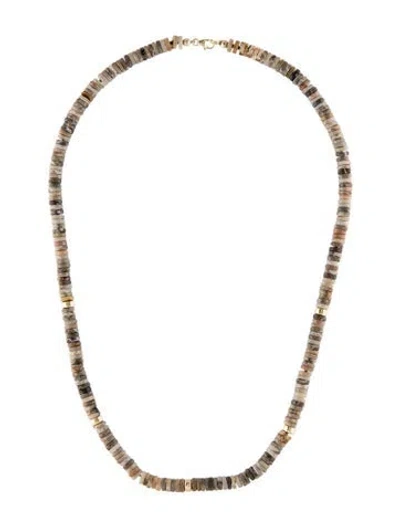 Pre-owned Necklace 14k Fossil Coral & Jasper Bead Strand , 21.5" In Multi
