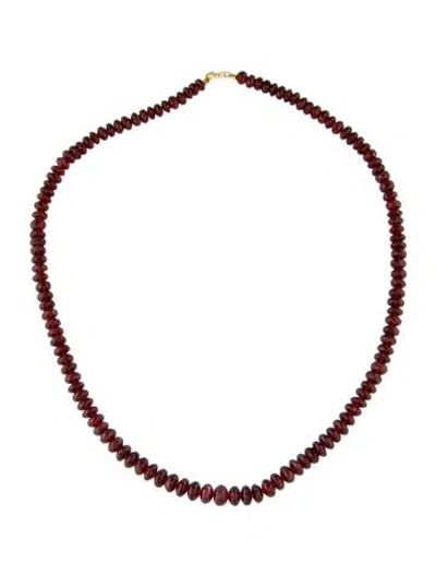 Pre-owned Necklace 14k Garnet Bead Strand , 18" In Multi