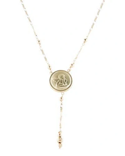 Pre-owned Necklace 14k Guardian Angel Rosary Pendant , 17" In Multi