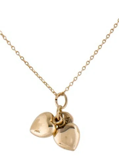 Pre-owned Necklace 14k Heart & Lock Pendant , 14.5" In Multi