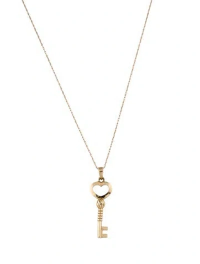 Pre-owned Necklace 14k Heart Key Pendant , 19" In Multi