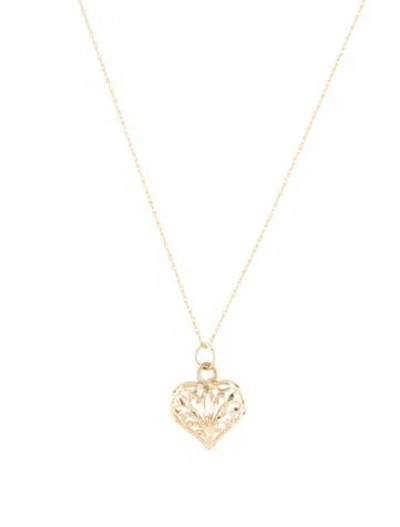 Pre-owned Necklace 14k Heart Pendant , 17.75" In Multi